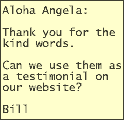 cream handmade soap testimonial request by Remember Maui owner, Bill